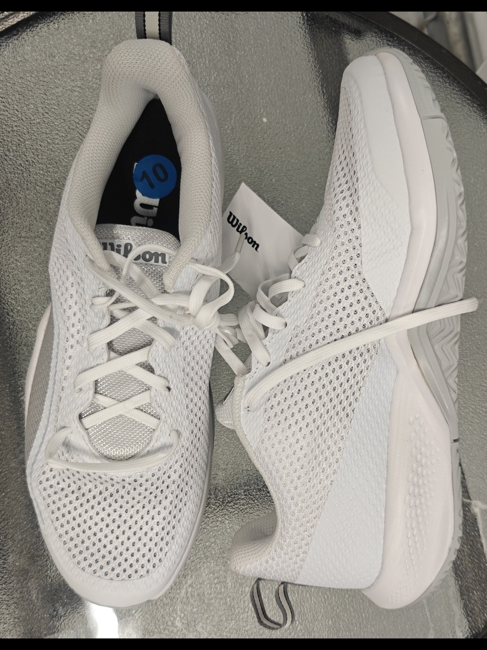 WILSON Rush Pro Lite Men's Tennis Shoe Duralast, White/Pearl Gray Size 10